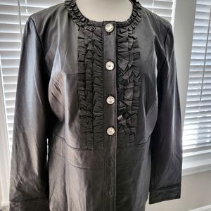 The Collective Works of Berek - Black Leather Button Front Jacket (Size L)